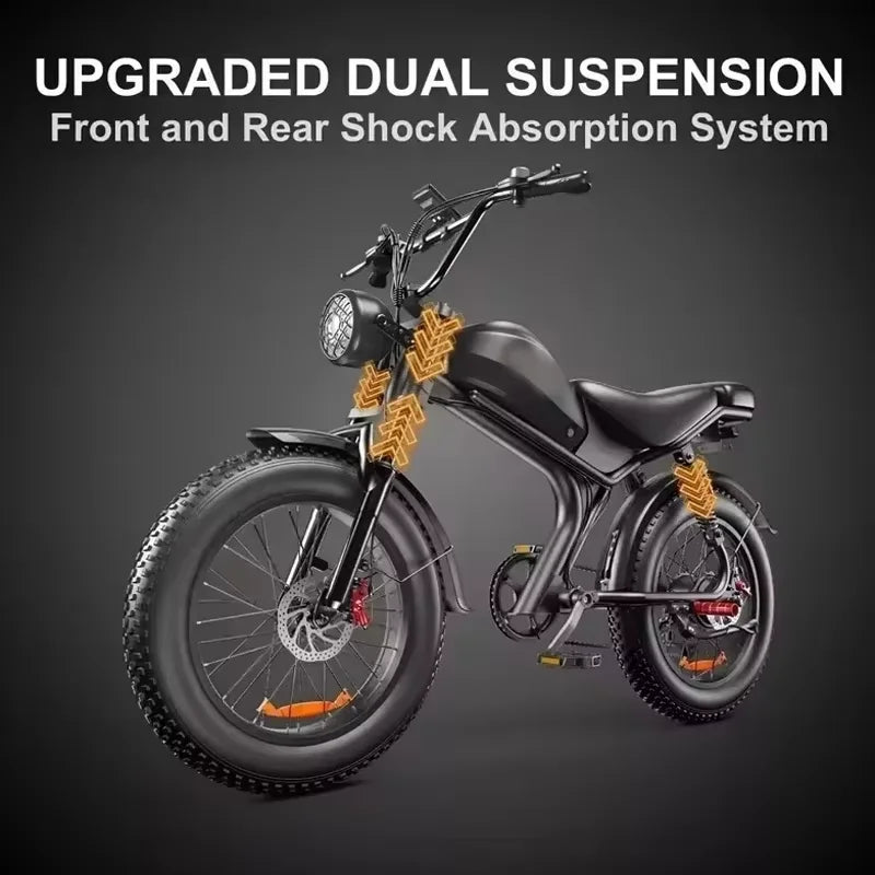 2000W Motor Electric Bicycle 48V23AH Lithium Battery Electric Bike Hydraulic Brake Motorcycle 20*4 Inch Fat Tire Mountain E-bike