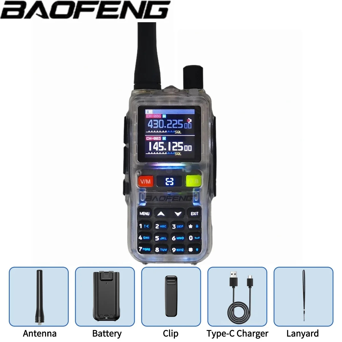 Baofeng UV 5R Mini Full Band Walkie Talkie Bluetooth Programming AM Wireless Copy Frequency 999CH Type-C Portable Ham Radio