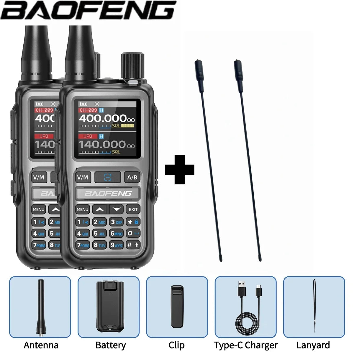 Baofeng UV 5R Mini Full Band Walkie Talkie Bluetooth Programming AM Wireless Copy Frequency 999CH Type-C Portable Ham Radio