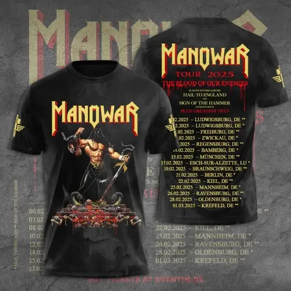 Rock Manowar Band 3D Printed tshirts Men Women Hip Hop Short Sleeve T-Shirt Harajuku O-Neck Tee Top Oversized Unisex Y2k Clothes