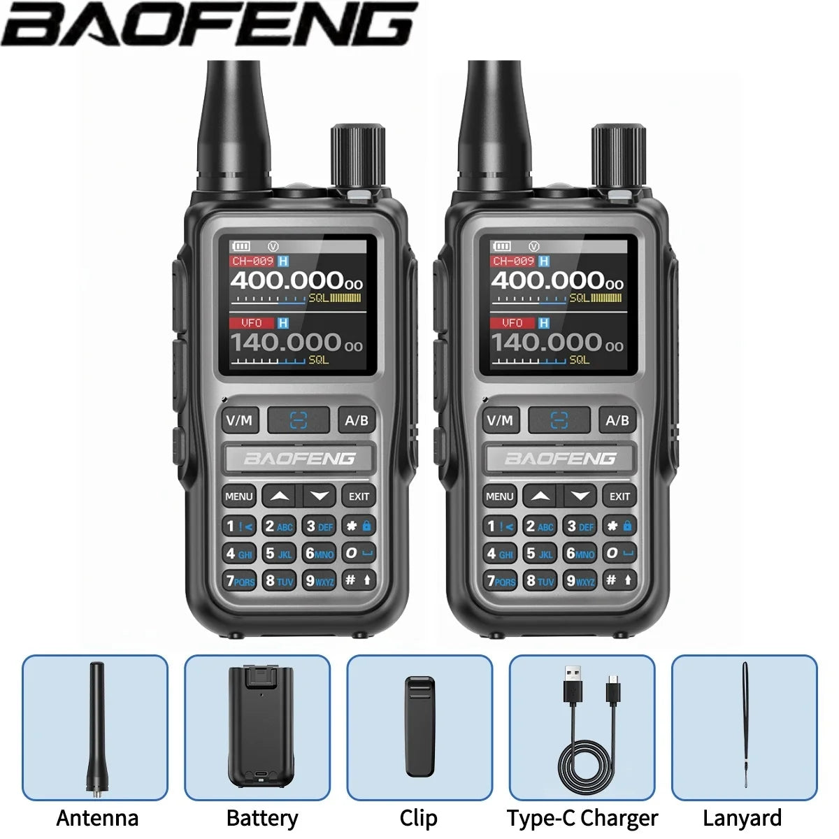 Baofeng UV 5R Mini Full Band Walkie Talkie Bluetooth Programming AM Wireless Copy Frequency 999CH Type-C Portable Ham Radio