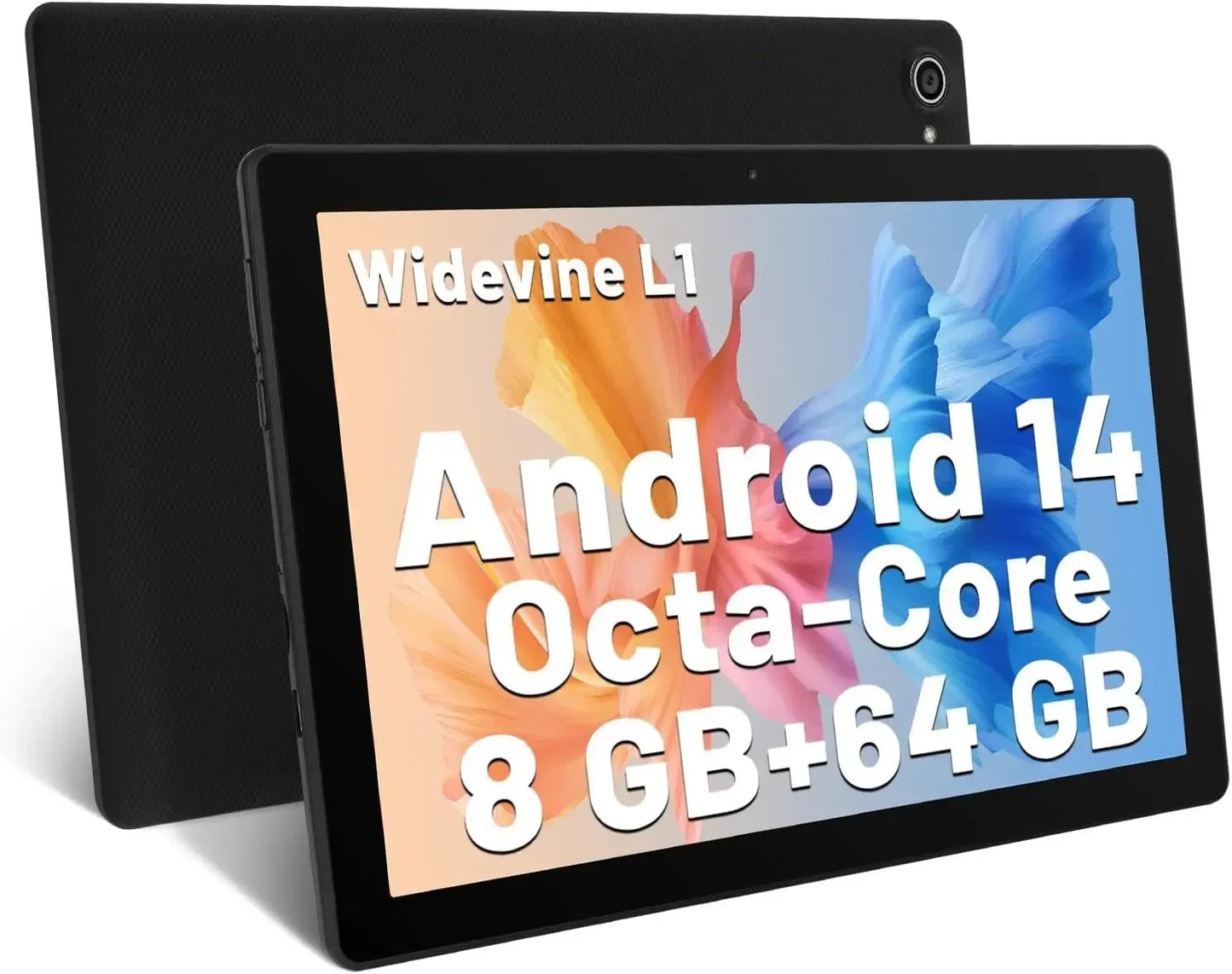 Tablet 10 Inch Android 14 Octa-Core 8GB RAM 64GB ROM 1280x800 IPS Tablets PC WiFi6 Bluetooth5.3 Widevine L1 Dual Camera Speakers