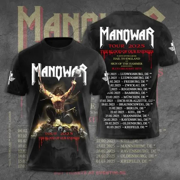 Rock Manowar Band 3D Printed tshirts Men Women Hip Hop Short Sleeve T-Shirt Harajuku O-Neck Tee Top Oversized Unisex Y2k Clothes