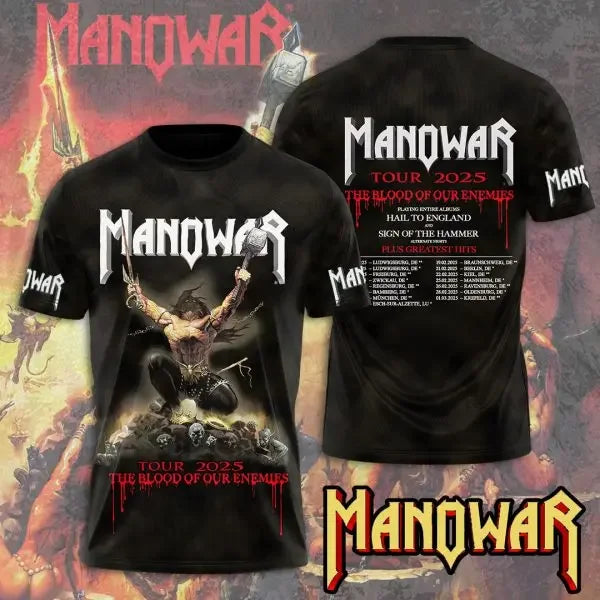 Rock Manowar Band 3D Printed tshirts Men Women Hip Hop Short Sleeve T-Shirt Harajuku O-Neck Tee Top Oversized Unisex Y2k Clothes