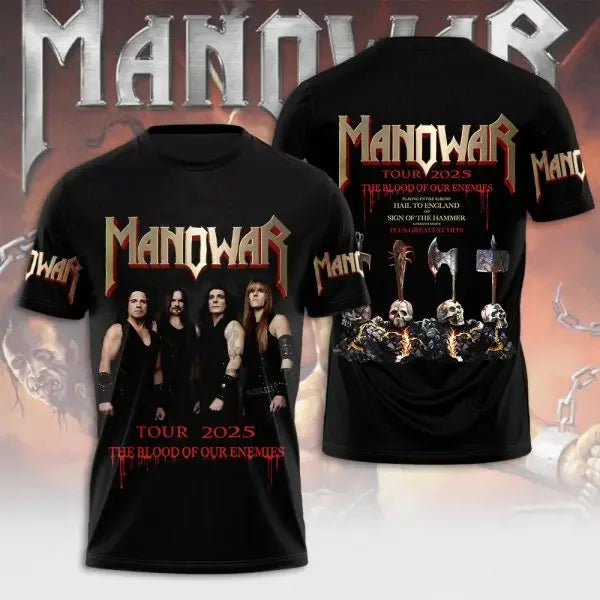 Rock Manowar Band 3D Printed tshirts Men Women Hip Hop Short Sleeve T-Shirt Harajuku O-Neck Tee Top Oversized Unisex Y2k Clothes