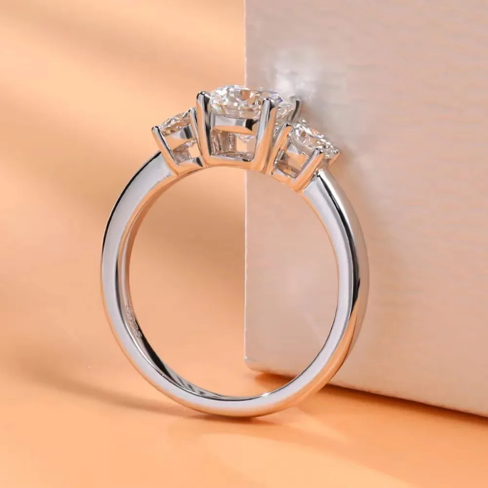 Moissanite Rings for Women Engagement Ring S925 Sterling Silver 1.6 Carat D Color VVSI Clarity Couple Wedding Bands Fine Jewelry