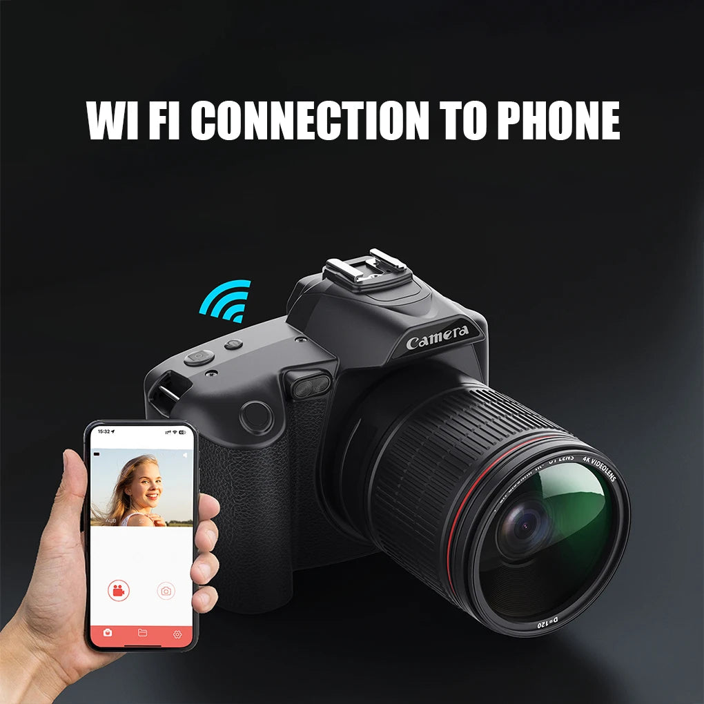 Professional WiFi Camera Camcorder 4K Ultra HD Recording Camera Cam 16X Digital Zoom Clear IR Night Vision with Filling Light