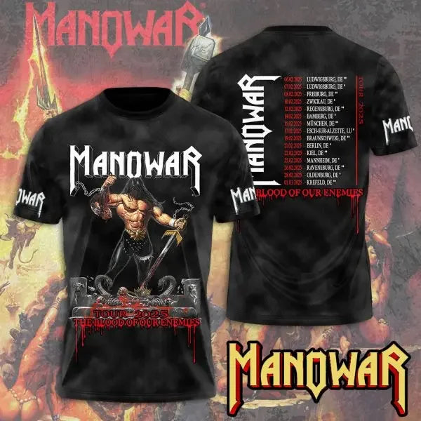 Rock Manowar Band 3D Printed tshirts Men Women Hip Hop Short Sleeve T-Shirt Harajuku O-Neck Tee Top Oversized Unisex Y2k Clothes