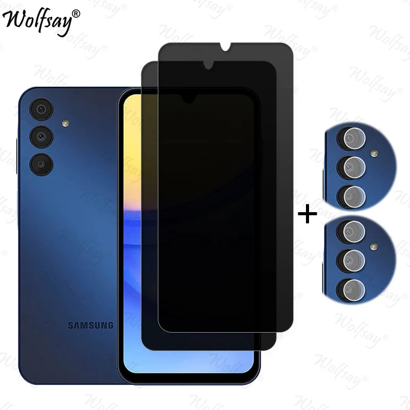 Privacy Screen Protector For Samsung Galaxy A15 5G Anti-Spy Tempered Glass Samsung A15 5G Camera Glass For Samsung A15 5G Glass