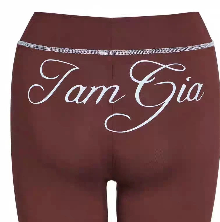 new shoulder letter printed open thread design slim fit hooded zipper short jacket shorts set