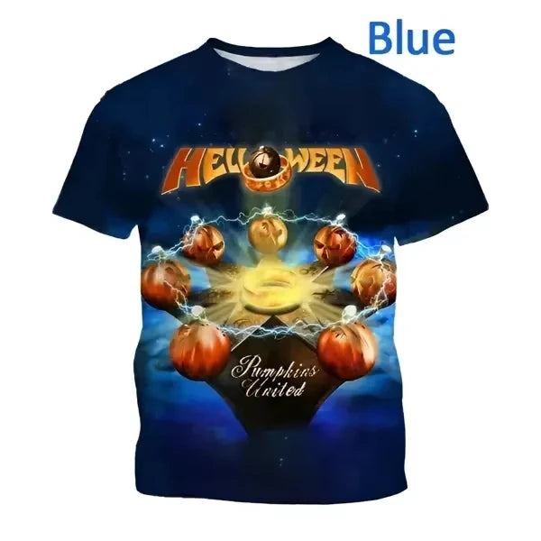 2025 New Popular Rock Helloween 3d Print T-shirt Men Women Fashion T shirt Hip Hop Short Sleeve Tops Tees Graphic Tshirt Album