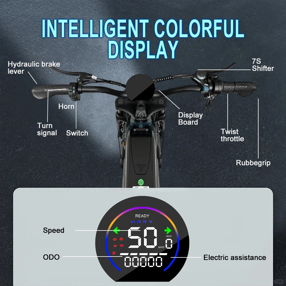 IDOTATA QS7 Electric Bike for Adults, 48V 60Ah, Dual Battery, 20inch, 4.0 Fat Tires,Snow Mountain E-Bike, 1000W Electric Bicycle