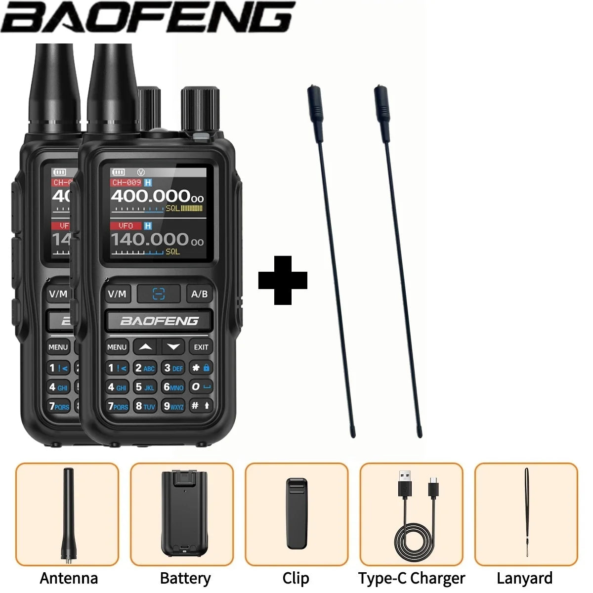 Baofeng UV 5R Mini Full Band Walkie Talkie Bluetooth Programming AM Wireless Copy Frequency 999CH Type-C Portable Ham Radio