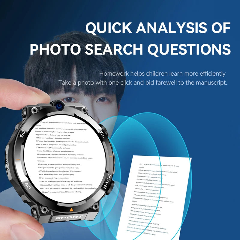 4G Smart Watch Men 1.39 inch Screen 900mah Battery 8GB+128GB RAM 500W Camera Video Call GPS WIFI Google APPS Download Smartwatch