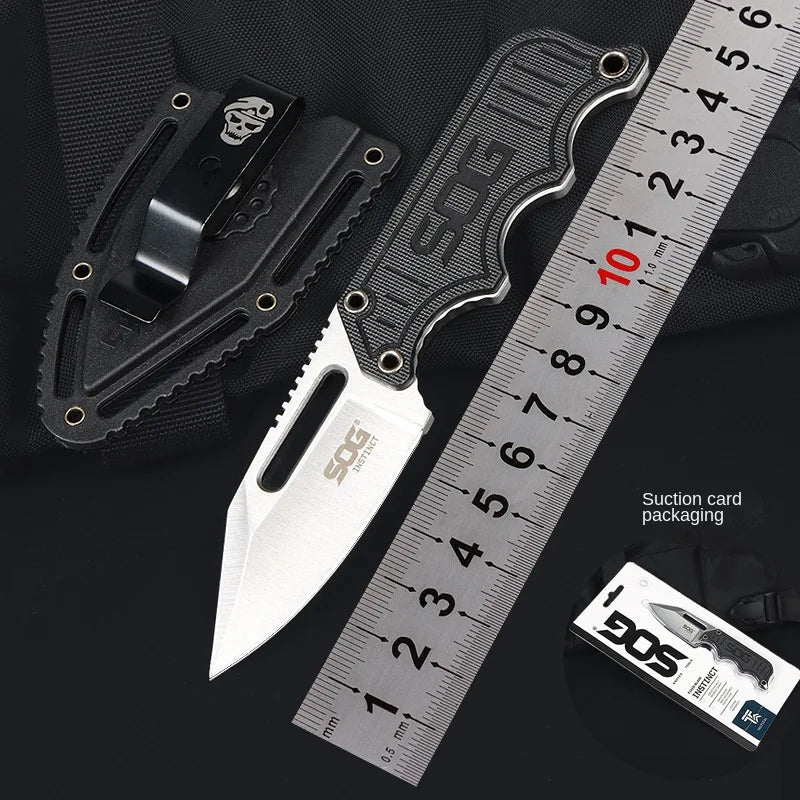 Full Tang Durable Instinct Fixed Knife G10 Handle Lightweight Mini Pocket EDC Neck Chain Multi Tools with ABS Plastic Sheath