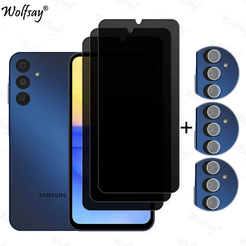 Privacy Screen Protector For Samsung Galaxy A15 5G Anti-Spy Tempered Glass Samsung A15 5G Camera Glass For Samsung A15 5G Glass