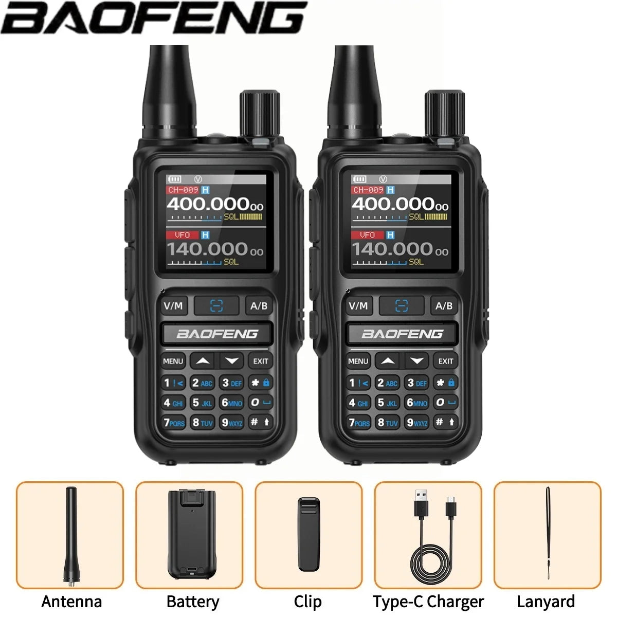Baofeng UV 5R Mini Full Band Walkie Talkie Bluetooth Programming AM Wireless Copy Frequency 999CH Type-C Portable Ham Radio