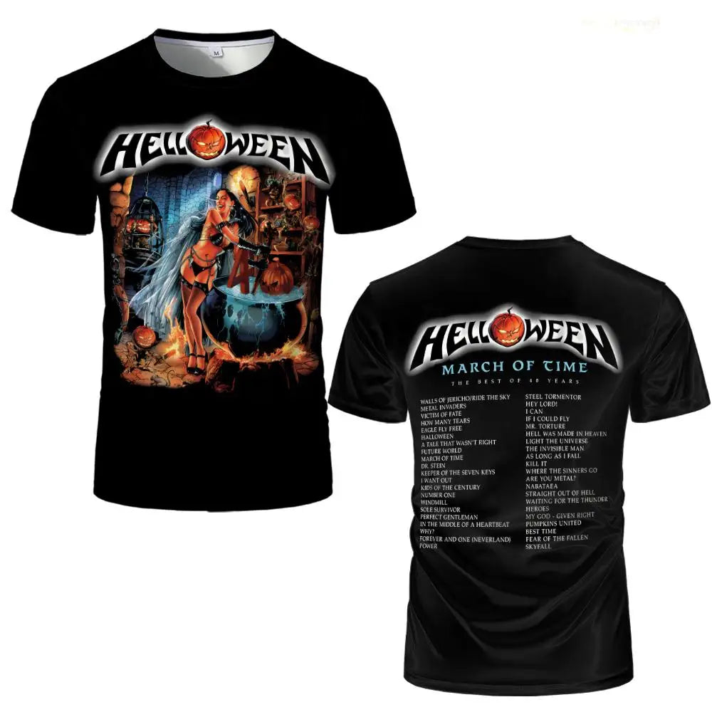 German Heavy Metal Rock Band Helloween Printed T-shirt Street Hip-hop Oversized Men's Tee Trendy Vintage Style Unisex Clothing