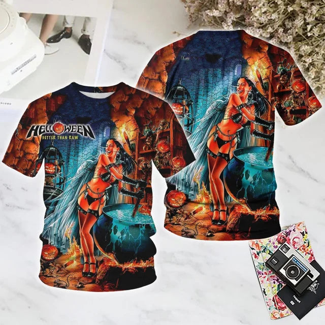 Popular Rock Helloween Band Printing T-Shirts 3D Men Women Fashion Oversized Short Sleeve Tee Shirt Summer Kid Y2k Top Clothing