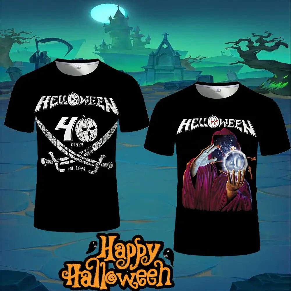German Heavy Metal Rock Band Helloween Printed T-shirt Street Hip-hop Oversized Men's Tee Trendy Vintage Style Unisex Clothing