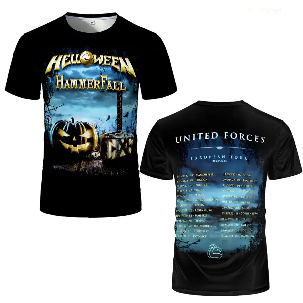 German Heavy Metal Rock Band Helloween Printed T-shirt Street Hip-hop Oversized Men's Tee Trendy Vintage Style Unisex Clothing