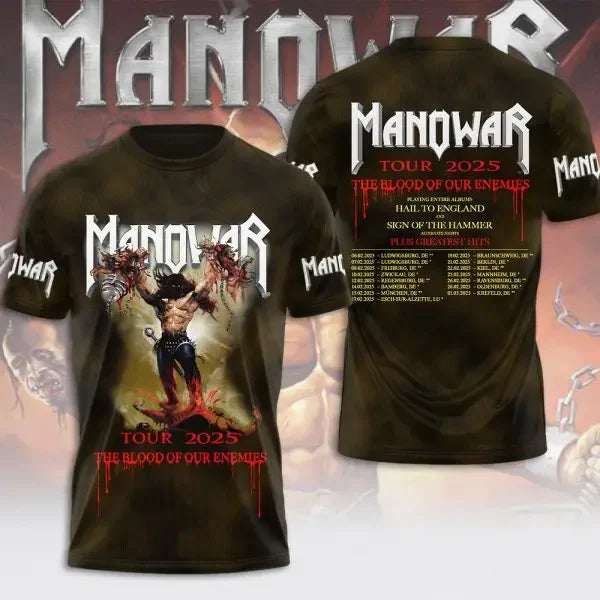 Rock Manowar Band 3D Printed tshirts Men Women Hip Hop Short Sleeve T-Shirt Harajuku O-Neck Tee Top Oversized Unisex Y2k Clothes