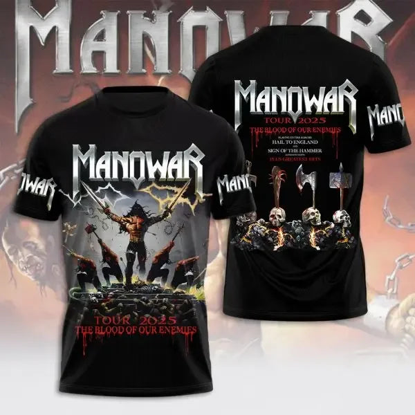 Rock Manowar Band 3D Printed tshirts Men Women Hip Hop Short Sleeve T-Shirt Harajuku O-Neck Tee Top Oversized Unisex Y2k Clothes