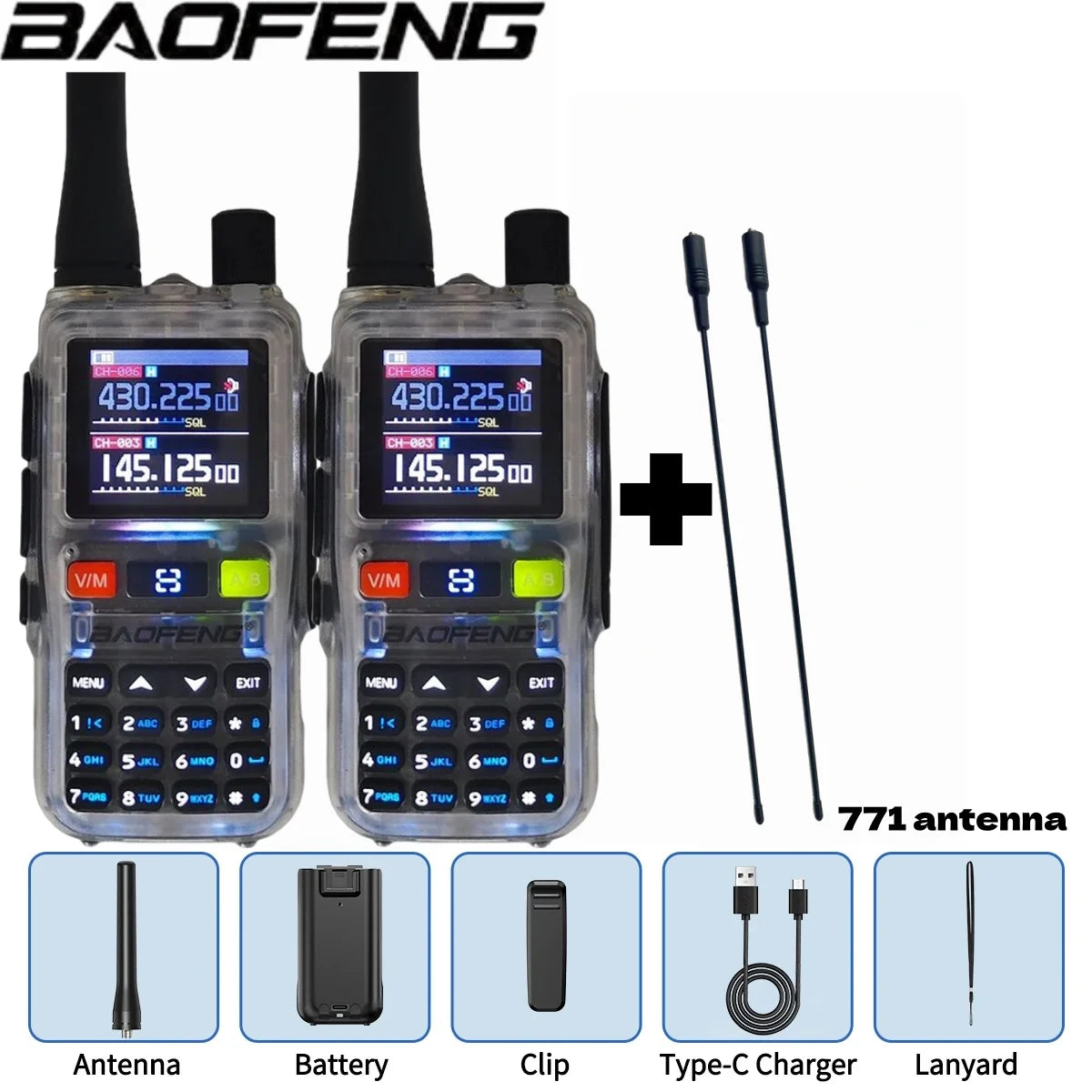 Baofeng UV 5R Mini Full Band Walkie Talkie Bluetooth Programming AM Wireless Copy Frequency 999CH Type-C Portable Ham Radio
