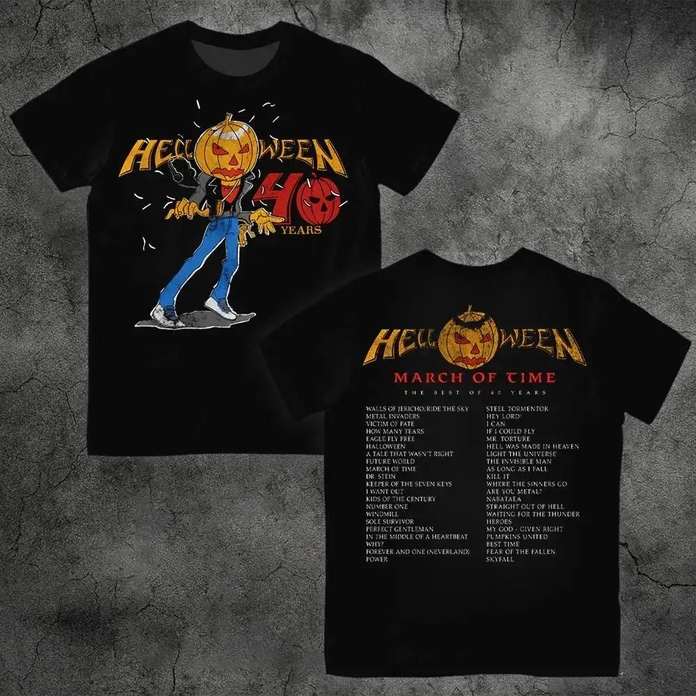 German Heavy Metal Rock Band Helloween Printed T-shirt Street Hip-hop Oversized Men's Tee Trendy Vintage Style Unisex Clothing