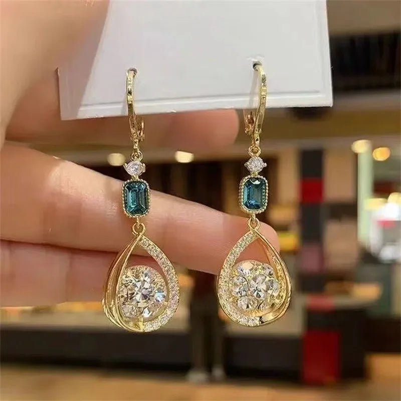 Lymphatic Slimming Magnetic Weight Loss Earrings for Women Sparkly Rhinestone Dangle Quartz Stone Lymphatic Drain Earrings