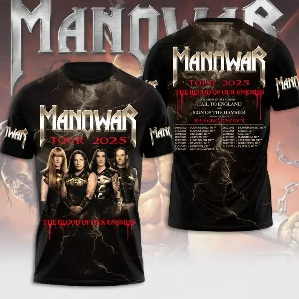 Rock Manowar Band 3D Printed tshirts Men Women Hip Hop Short Sleeve T-Shirt Harajuku O-Neck Tee Top Oversized Unisex Y2k Clothes
