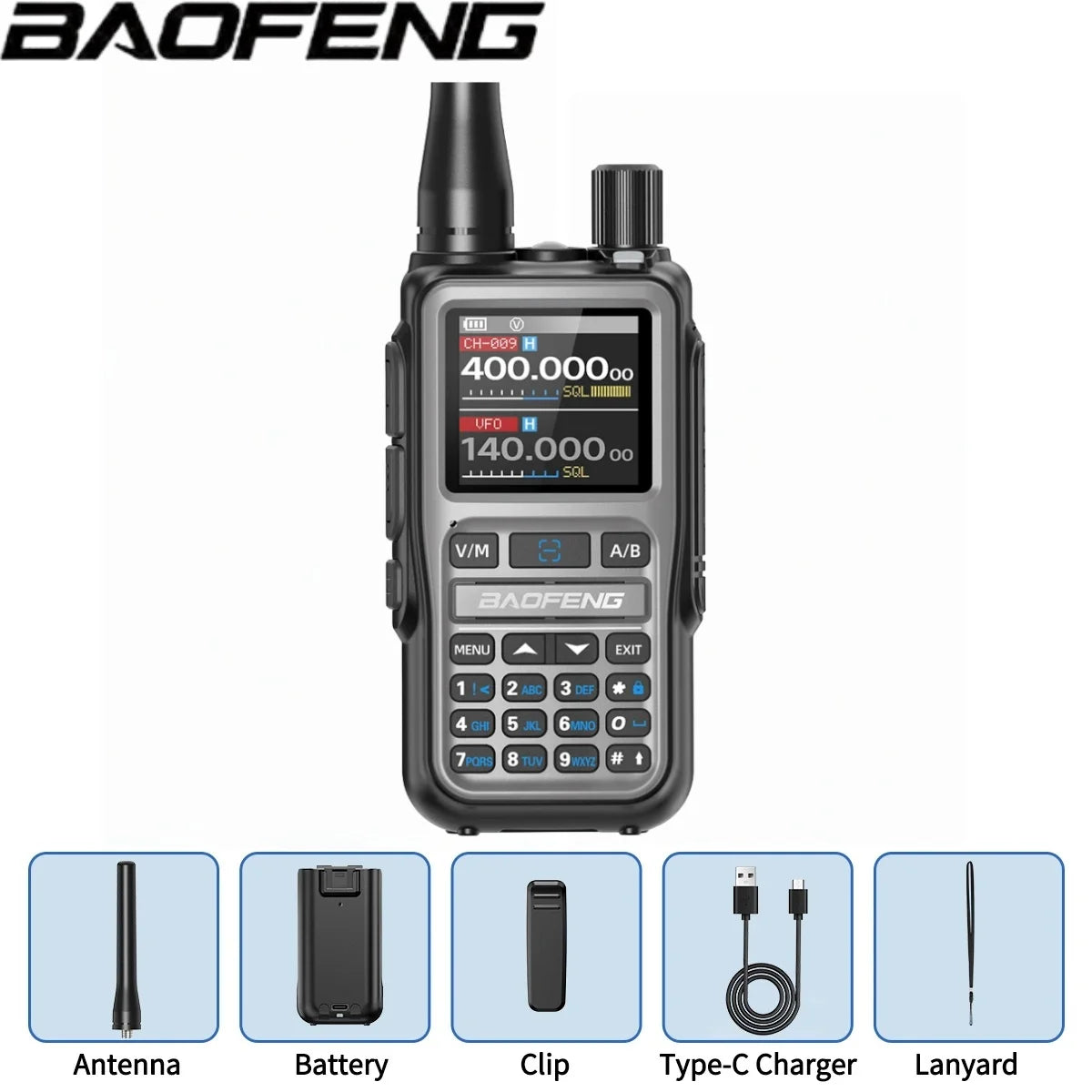 Baofeng UV 5R Mini Full Band Walkie Talkie Bluetooth Programming AM Wireless Copy Frequency 999CH Type-C Portable Ham Radio