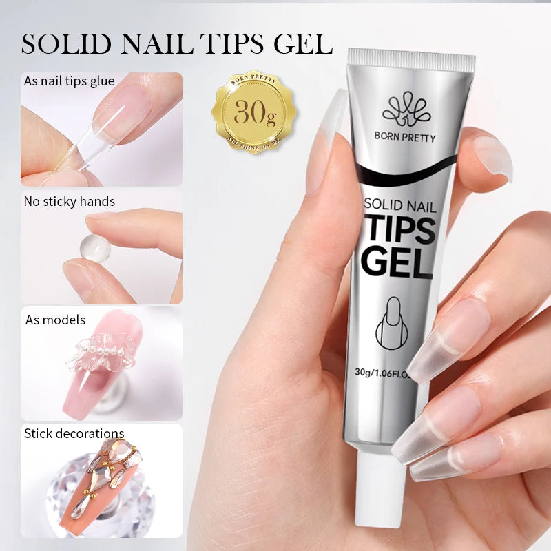 BORN PRETTY 15ml Clear Non Stick Hand Extension Gel 3D Shaping Sculpting Carving Nail Art Solid Hard Gel for Fake Nail