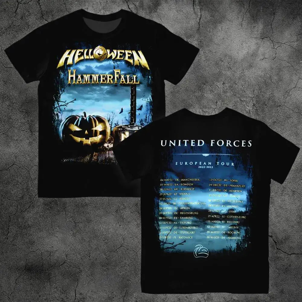 German Heavy Metal Rock Band Helloween Printed T-shirt Street Hip-hop Oversized Men's Tee Trendy Vintage Style Unisex Clothing