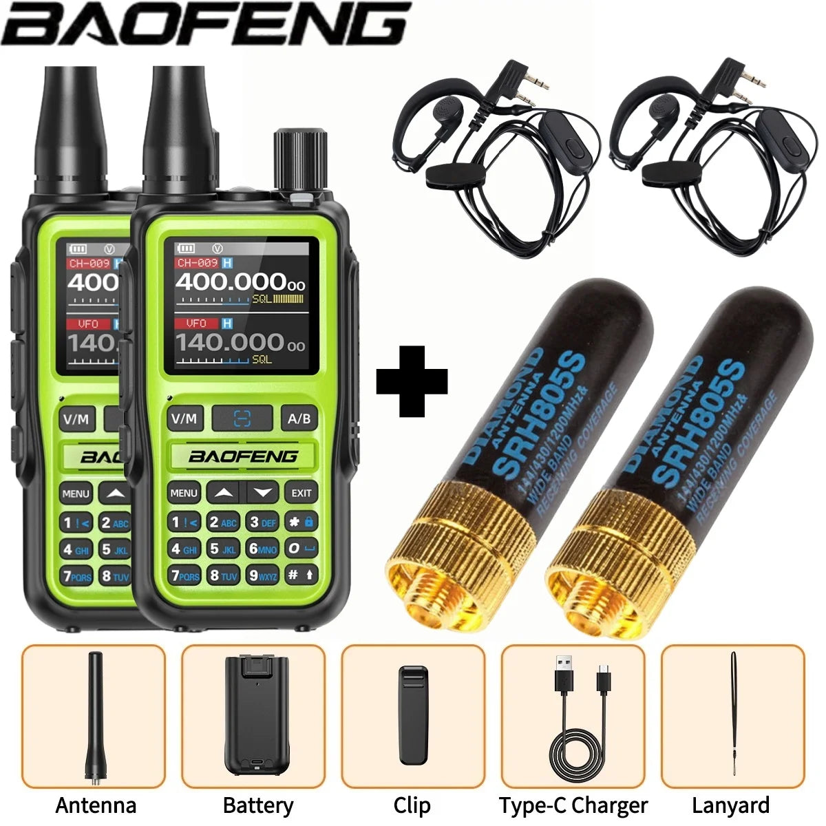 Baofeng UV 5R Mini Full Band Walkie Talkie Bluetooth Programming AM Wireless Copy Frequency 999CH Type-C Portable Ham Radio