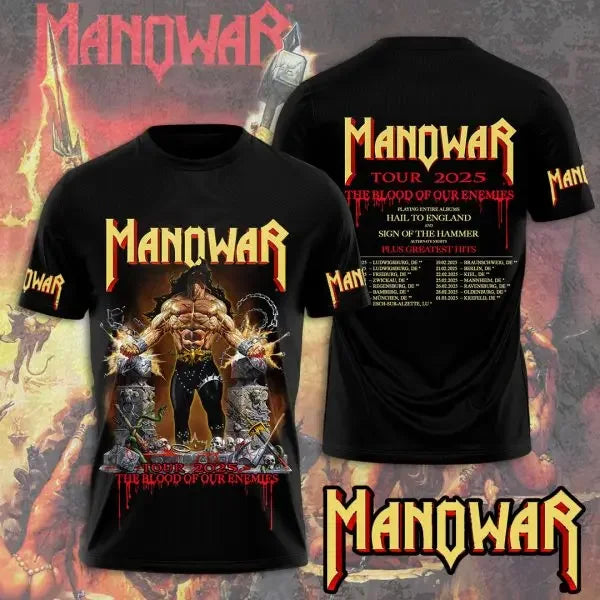 Rock Manowar Band 3D Printed tshirts Men Women Hip Hop Short Sleeve T-Shirt Harajuku O-Neck Tee Top Oversized Unisex Y2k Clothes