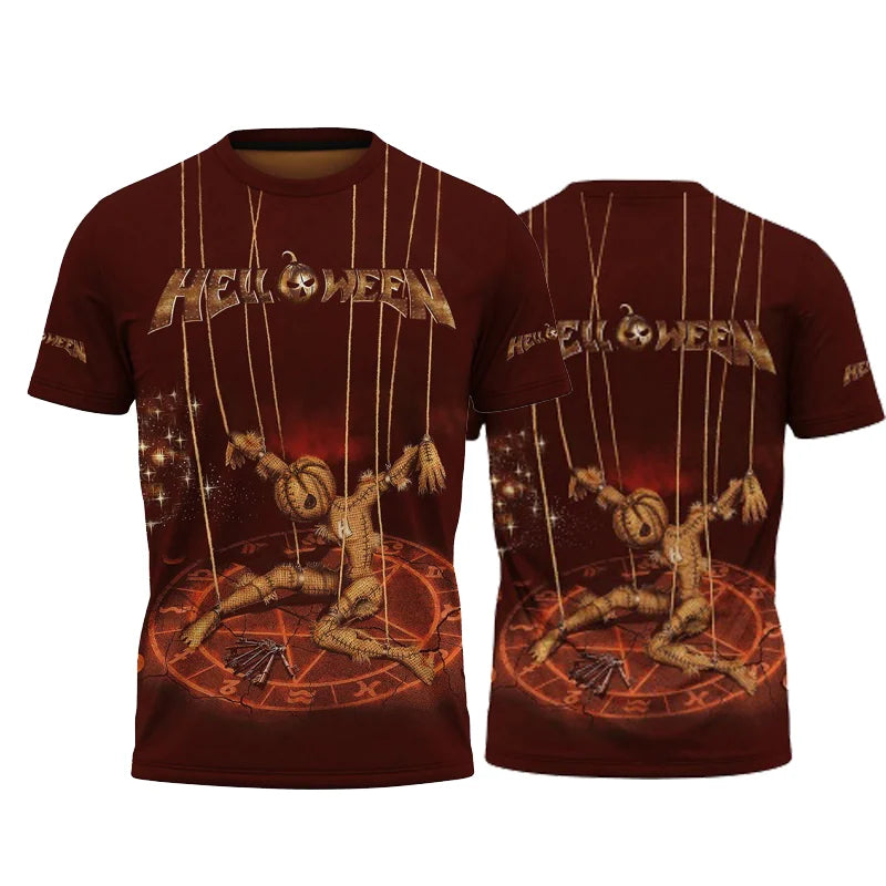 2025 Classic Rock Helloween T-shirts Male 3D Print Men Women Hip Hop Trend Short Sleeve Tshirt Street Loose Casual Oversized Top