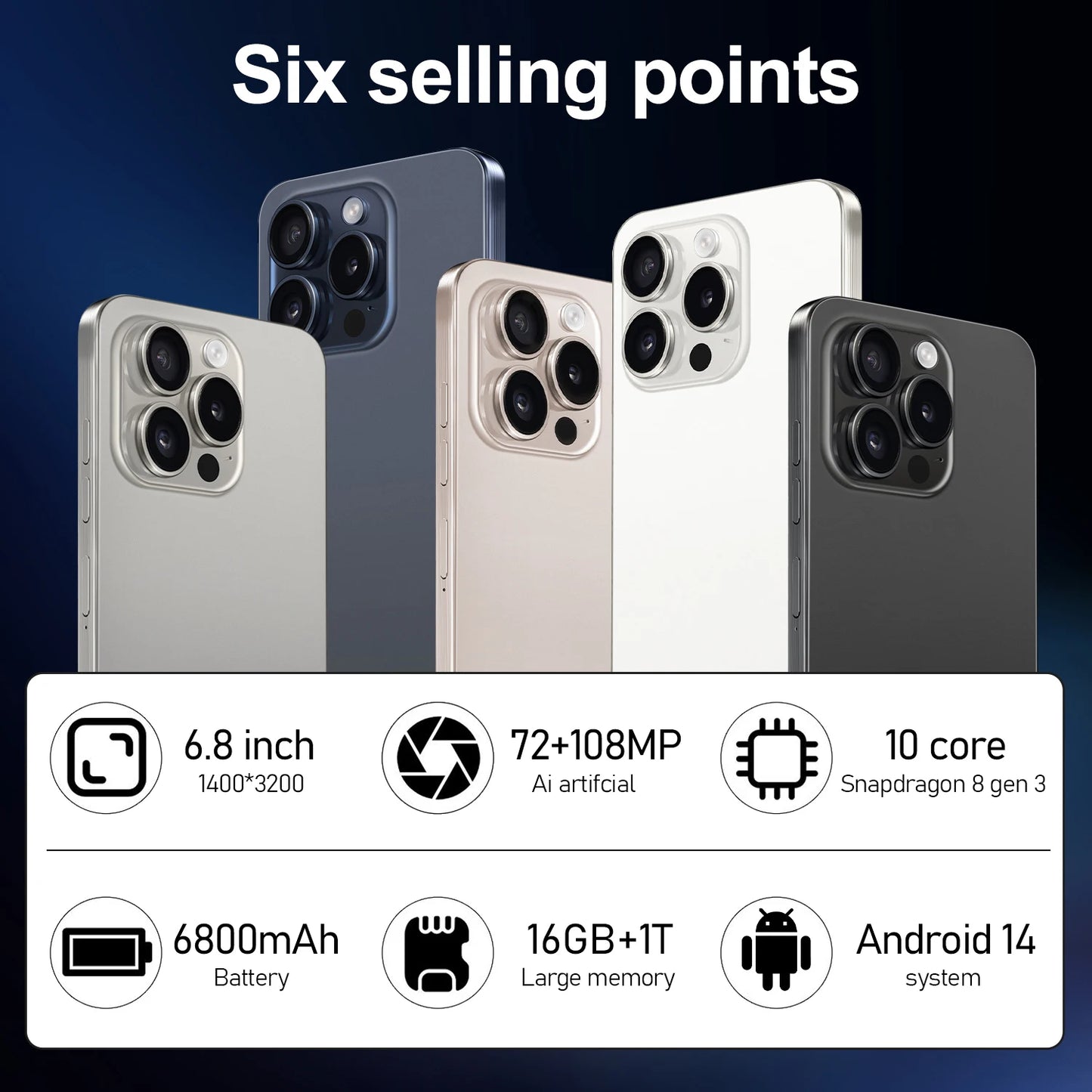 2025 HOT i16 pro max NEW 7.3HD Global Edition Original Smart Dual Card 6800mAh Battery Facial Recognition Function