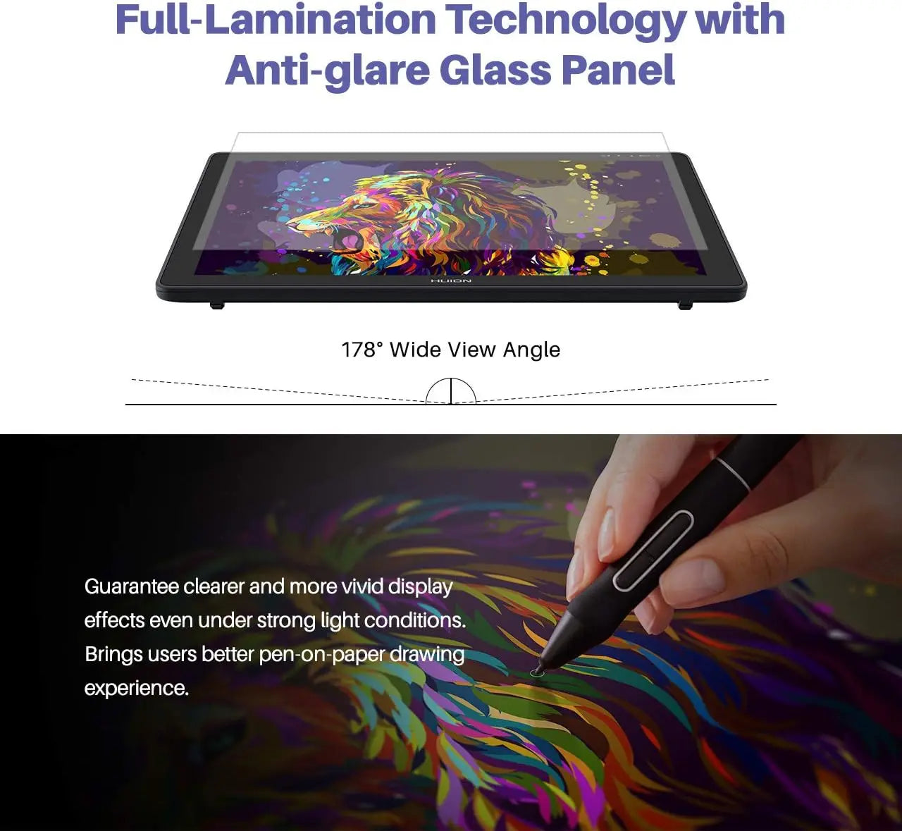 Huion Kamvas 22 Plus Qled Graphics Tablet Monitor Drawing Screen 21.5 Inch Art Pen Display 140%srgb