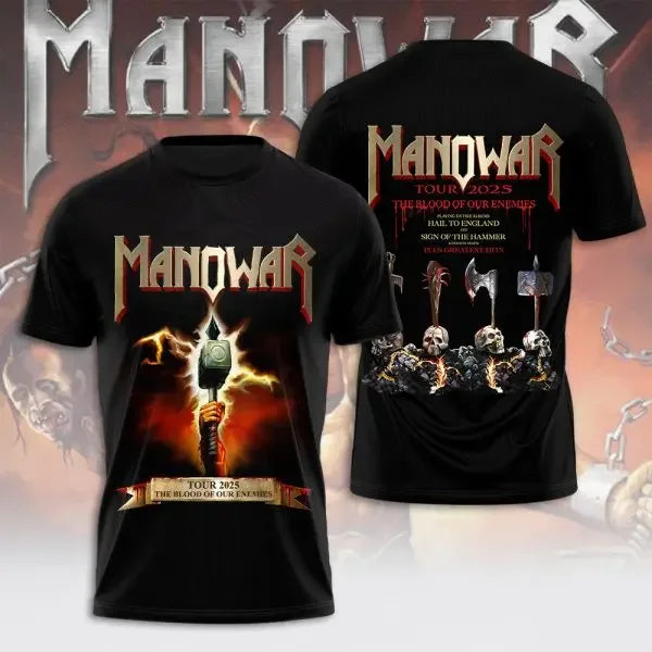 Rock Manowar Band 3D Printed tshirts Men Women Hip Hop Short Sleeve T-Shirt Harajuku O-Neck Tee Top Oversized Unisex Y2k Clothes
