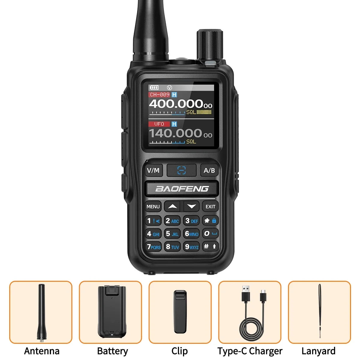 Baofeng UV 5R Mini Full Band Walkie Talkie Bluetooth Programming AM Wireless Copy Frequency 999CH Type-C Portable Ham Radio