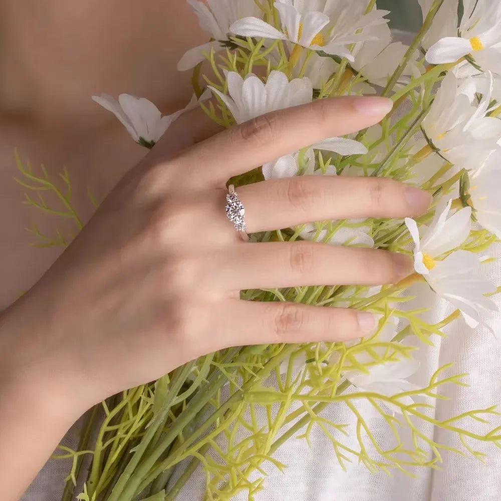 Moissanite Rings for Women Engagement Ring S925 Sterling Silver 1.6 Carat D Color VVSI Clarity Couple Wedding Bands Fine Jewelry