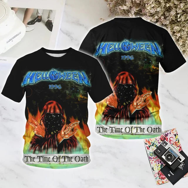 Popular Rock Helloween Band Printing T-Shirts 3D Men Women Fashion Oversized Short Sleeve Tee Shirt Summer Kid Y2k Top Clothing