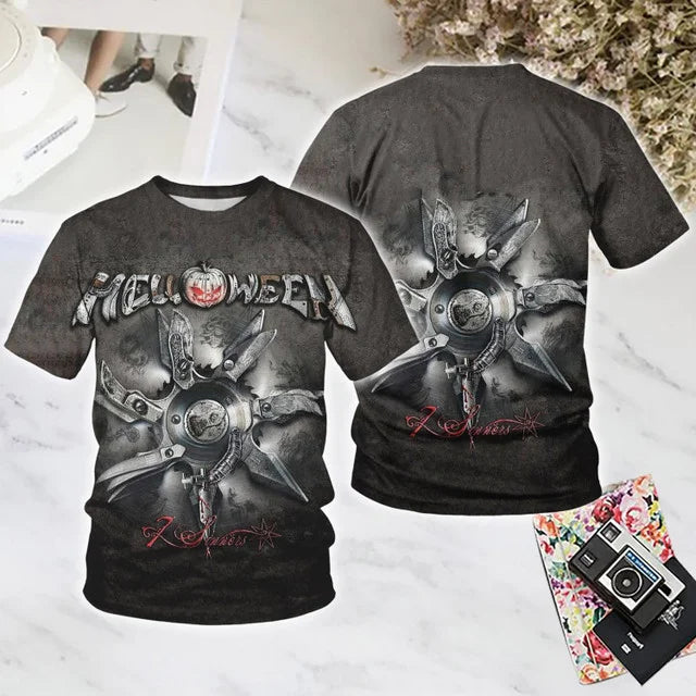 Popular Rock Helloween Band Printing T-Shirts 3D Men Women Fashion Oversized Short Sleeve Tee Shirt Summer Kid Y2k Top Clothing