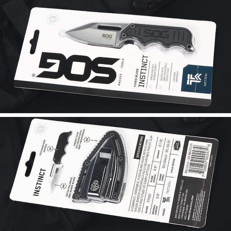 Full Tang Durable Instinct Fixed Knife G10 Handle Lightweight Mini Pocket EDC Neck Chain Multi Tools with ABS Plastic Sheath