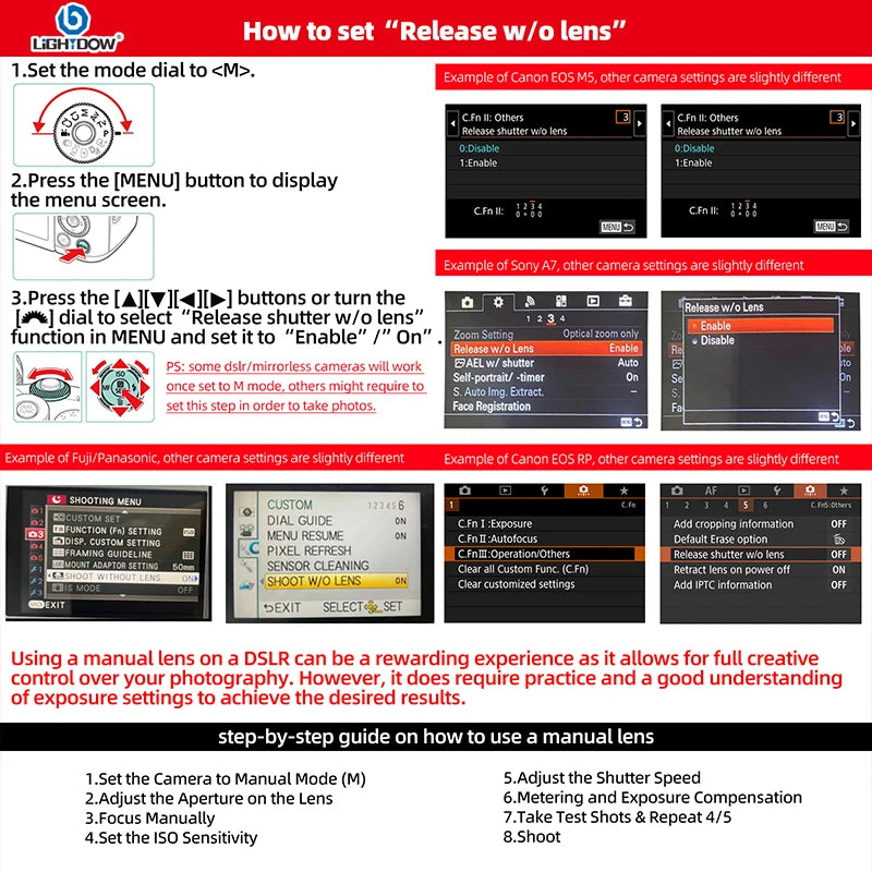 Lightdow Super Telephoto Manual Zoom Lens 420-800mm F8.3-16 With T2 Ring Adapter for Sony Canon Nikon Pentax Olympus Cameras