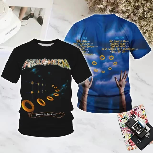 2025 New Popular Rock Helloween 3d Print T-shirt Men Women Fashion T shirt Hip Hop Short Sleeve Tops Tees Graphic Tshirt Album