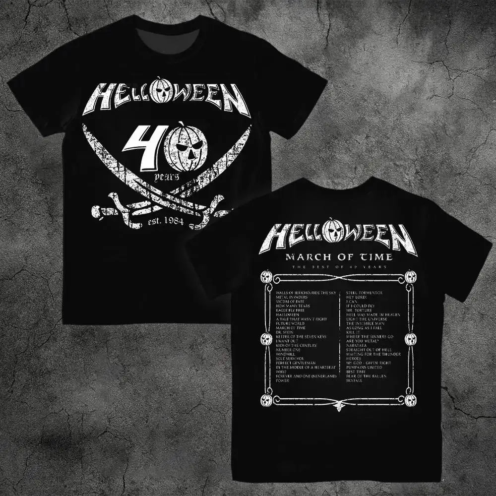 German Heavy Metal Rock Band Helloween Printed T-shirt Street Hip-hop Oversized Men's Tee Trendy Vintage Style Unisex Clothing
