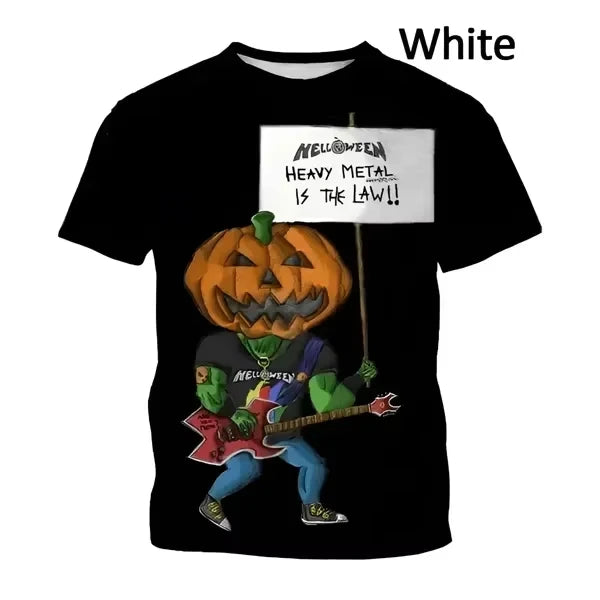 2025 New Popular Rock Helloween 3d Print T-shirt Men Women Fashion T shirt Hip Hop Short Sleeve Tops Tees Graphic Tshirt Album
