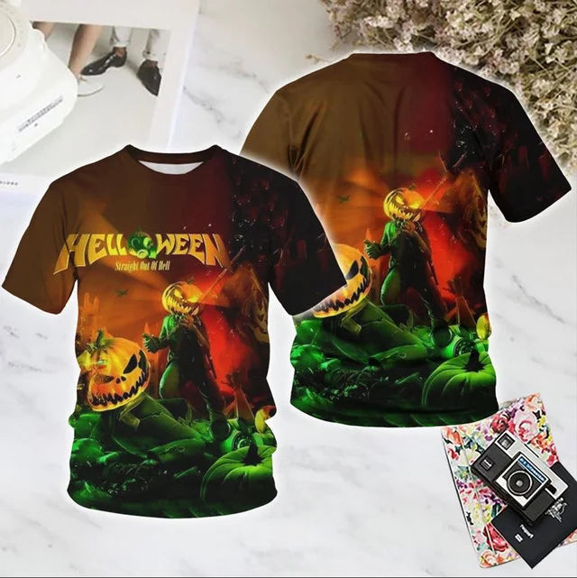 Popular Rock Helloween Band Printing T-Shirts 3D Men Women Fashion Oversized Short Sleeve Tee Shirt Summer Kid Y2k Top Clothing